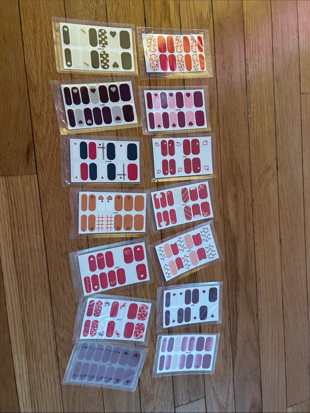 Peel-and-Apply Nail Wrap Set – Assorted Red, Pink, Orange, Black & White Designs